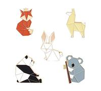 Beaupretty 5pcs Animal Shaped Brooches Cartoon Breastpins Lovely Origami Style Panda Rabbit Bear Pins Decorative Accessories for Wedding Party Daily Wear