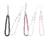 Beaupretty 5pcs Beaded Phone Charm Chain Set with Crystal Beads, Pink White Black Dark Red Purple, Cute Kawaii Phone Lanyard Straps for Cellphone Accessories and Decoration