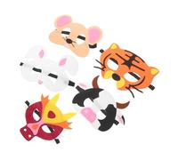 Beaupretty 5pcs Cartoon Animal Cosplay Masks for Party Lightweight Felt Half Face Masks with Tiger Mouse Cow Rabbit Dragon Designs for Role Play and Halloween Dress-up