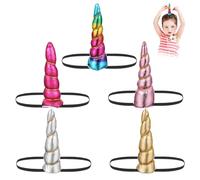 Beaupretty 5Pcs Children Unicorn Horn Headband Elastic Unicorn Headwear Party Unicorn Hair Accessories (Mixed Color)