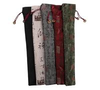 Beaupretty 5pcs Chinese Folding Fan Bag Elegant Handheld Fan Cover for Cultural Celebrations Weddings Daily Use Durable Cotton Storage Pouch with Drawstring Khaki Gray Black Red Green
