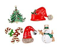 Beaupretty 5Pcs Christmas Brooch Durable Xmas Pins Snowman Candy Cane Reindeer Design Women Accessories Holiday Party Decoration
