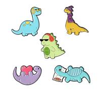 Beaupretty 5PCS Colorful Dinosaur Brooch Cartoon Alloy Funny Dinosaur Breastpin Clothing Badge for Boys Accessories Gift