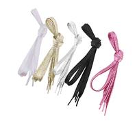 Beaupretty 5PCS Colorful Metallic Flat Shoelaces for Sneakers Durable Casual Laces in Light Golden Pink White Black Silver Stylish Replacement Shoe Lace Strings for Men Women