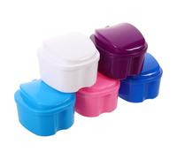 Beaupretty 5pcs Denture Holder Case False Teeth Cleaning Box Pp Material with Strainer Basket Prevents Oxidation Compact Storage 3.74x3.54x2.68in Suitable for Everyday Use Travel-Friendly