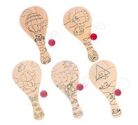 Beaupretty 5pcs DIY Wooden Rackets for Eco Friendly Handmade Painting Pat Ball with Assorted Blank Patterns Educational Craft Game for Boys and Creative Drawing Development