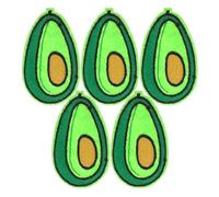Beaupretty 5pcs Embroidered Fruit Iron-on Patches DIY Sew-on Appliques for Jackets, Caps, Jeans, and Dresses, Green Avocado Fabric Sticker Accessories for Clothing Decoration