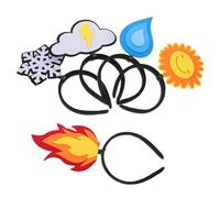 Beaupretty 5pcs Felt Flame Water Drop Snowflake Sun Cloud Headbands Set for Birthday Party and Holiday Events, Soft Novelty Hair Accessories for Adults and Kids