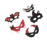 Beaupretty 5pcs Half Face Halloween Mask with Bat Skull Pattern, Polyester Material for Comfortable Wear, Adjustable Fit, for Ghost Festival Party and Haunted Gatherings, Spooky Masquerade