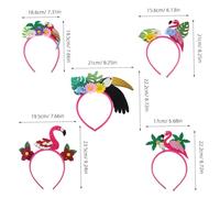 Beaupretty 5pcs Hawaiian Party Headdress Decor Floral Hair Accessories Beach Headband Coconut Tree Hairbands Tropical Headband Luau Flower Hairbands Luau Party Glitter Cloth