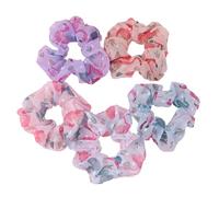Beaupretty 5Pcs Large Bowel Hair Bands with Cartoon Flamingo Bird Pattern Elastic Head Hoops for Women Chiffon Material Comfortable Hair Rings Random Color for Everyday Use Random Color