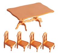 Beaupretty 5pcs Miniature Dollhouse Furniture Set Tiny House Accessories Mini Table and Chairs for Micro Scene Decoration Educational