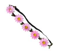 Beaupretty 5pcs Pink Hawaiian Sunflower Hair Band Headpiece Bohemian Style Flower Wreath for Tropical Beach Parties Dance Events and Photo Props Flower Hair Accessories