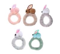 Beaupretty 5Pcs Plush Rabbit Hair Rings Soft Candy Color Hair Ropes Elastic Ponytail Holders for Easter