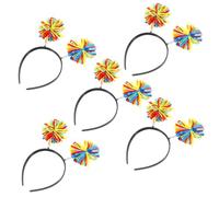 Beaupretty 5pcs Rainbow Fluffy Ball Headband Creative Pom Pom Hair Hoop Party Headwear for Women Fun Independence Day Celebration Accessories Random Color