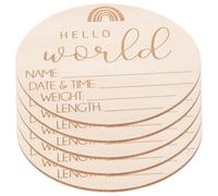 Beaupretty 5Pcs Rainbow Wood Birth Announcement Signs for Newborn Photo Props and Nursery Decor Smooth Polished Hospital Name Cards