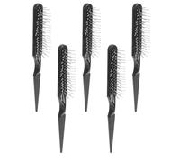 Beaupretty 5pcs Rat Tail Shaped Comb for Braid Detangler Hair Styling Tool Salon Quality Pack Black for Women Men Curling and Braiding Hair