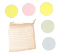 Beaupretty 5PCS Reusable Facial Cleaning Pads Double-Sided Printed Makeup Remover Pads with Soft Velvet Surface and Drawstring Bag for Women Gentle Washable Makeup Removal Random Color