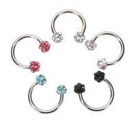 Beaupretty 5pcs Rhinestones Nose Rings Cartilage Piercing Ring for Ear Lip Brow Nose Stainless Steel Jewelry Flat Back for Ear and Jewelry