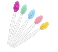 Beaupretty 5pcs Silicone Lip Scrub Brush Double Sided Exfoliating Tool for Gentle Lip Care Ergonomic Design for Home Travel Use for Moisturizing Mint Yellow Royal Purple and Blue