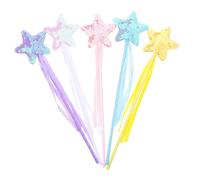Beaupretty 5Pcs Star Fairy Wands with Tassels for Party Dress Up Cosplay Props Bright Light-up Sticks for Birthday Halloween Stage Shows and Photography Fun