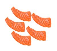 Beaupretty 5pcs Vivid PVC Salmon Slices Model Simulated Lifelike Fish Meat Decor for Photography Education Party and Home Display