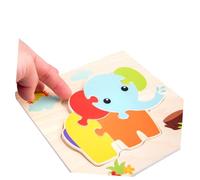 Beaupretty 5pcs Wooden Cartoon Animal Puzzle for Educational Jigsaw with Bee Frog Goldfish Fish Elephant Patterns Portable and Brain Development Game