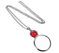 Beaupretty 5x Magnifier Pendant Necklace Hanging Reading Magnifier with Red Frame Lightweight Jewelry Loupe for Women Suitable for Reading Maps and Crafts
