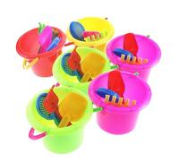 Beaupretty 6 Sets Beach Sand Playset Small Plastic Buckets with Scoops Educational Creative Outdoor for Random Colors and Patterns