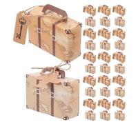 Beaupretty 60pcs Vintage Kraft Paper Suitcase Favor Boxes with Airplane Key and Tag, Mini Portable Candy Packaging Boxes 3.2x2.2x1.2in for Wedding Party Travel Wrapping