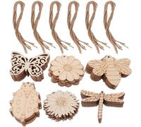 Beaupretty 60pcs Wooden DIY Craft Cutouts Unfinished Wood Shapes for Painting Home Decor with Flowers, Insects, Butterflies - Natural Wood Slices for Arts and Crafts Projects