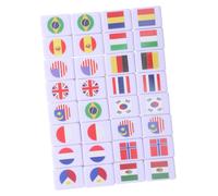 Beaupretty 64pcs National Flags Mahjong Tiles Set Portable Travel Player Board Game with Vivid HD Flag Patterns Cultural Exploration Matching Tiles for Family Party and Coffee Table