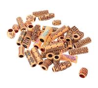 Beaupretty 65pcs Large Hole Craft Beads Wood Braids Beads for Dreadlocks Hair Extension Rings Charms Hair Decoration for Braids Dread Locks