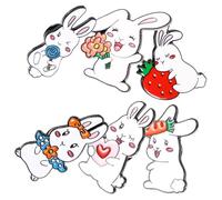 Beaupretty 6pcs Alloy Bunny Brooches Christmas Sweater Pins Enamel Clothing Decorations for Women Party Accessories