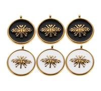 Beaupretty 6PCS Bee Jewelry Charms Stainless Steel Gold Vacuum Plated Enamel Insect Pendants Honeycomb Animal Charms for DIY Necklace Bracelet Keychain Crafts