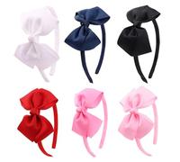 Beaupretty 6pcs Bowknot Hair Bands for Girls Boy Girl Bow Headband Decorative Hairbands in White Black Pink Dark Pink Red for Everyday Wear