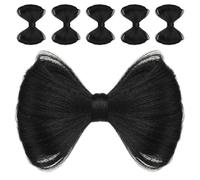 Beaupretty 6pcs Bowknot Hair Clips Synthetic Bun Accessories for Women Elegant Ponytail Extensions with Durable Clip for Casual Formal Styling Black