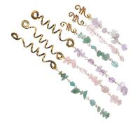 Beaupretty 6pcs Braiding Hair Accessories Dreadlock Beads Pink, Purple, and Green Jade Pendants Mixed Lengths for Festival and Tribal Style Braid Jewelry