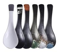 Beaupretty 6pcs Ceramic Soup Spoons Japanese Style Vintage Small Ramen Soup Spoons Easy to Carry Fine Workmanship for Drink Porridge