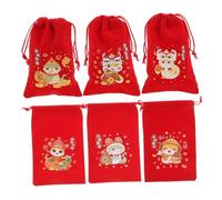 Beaupretty 6pcs Chinese Red Drawstring Pouches Year Snake Festive Candy Bags Reusable Cultural Present Bags for Lunar Year Party Favors Durable and Easy to Clean