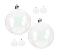 Beaupretty 6pcs Clear Iridescent Round Plastic Ball Ornaments for Christmas Tree Rainbow Effect Xmas Tree Pendant Decorations for Holiday Party and Wedding Safe Material