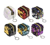 Beaupretty 6pcs Cubic Sequin Coin Purse Women Wallet Pink Bag Zipper Pouch Mini Change Purse Organiser