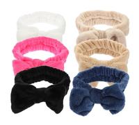 Beaupretty 6Pcs Cute Face Wash Headbands for Women Soft Coral Fleece Bow Hair Bands for Spa and Makeup Elastic and Comfortable for Teens
