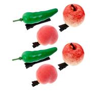 Beaupretty 6pcs Cute Faux Fruit Hair Clips Pepper Peach Apple Barrettes for Boys and Girls Adults Fun Hair Accessories for Girls Unique Tropical for Ages