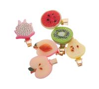 Beaupretty 6pcs Cute Fruit Hair Clips for Girls and Women Adorable Food-Themed Hair Barrettes Watermelon Peach Pear Dragon Fruit and Apple Designs Fun Accessories for Kids and Teens