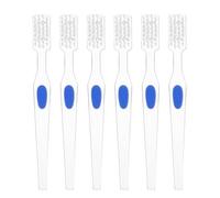Beaupretty 6pcs Denture Brushes Double-Sided Head Toothbrushes for False Teeth and Retainers Ergonomic Gum Care Brush for Elderly Adaptive Oral Hygiene Sturdy Travel-Friendly Cleaning