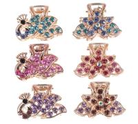 Beaupretty 6pcs Diamond-encrusted Small Jaw Claw Hair Clip Metal Bow Design for Women Girls Hair Accessories for Parties Random Style