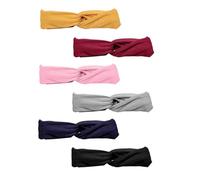 Beaupretty 6Pcs Elastic Knitted Headbands for Women Cross Knot Sports Hair Wraps Soft Sweat Absorbing Fitness Bands in Black Navy Pink Yellow Grey for Yoga and Running