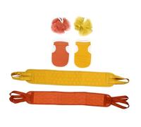 Beaupretty 6Pcs Exfoliating Shower Gloves and Back Scrubber Straps for Gentle Deep Cleansing Skin Softening Bath Mesh Balls in Ginger Red Relaxing Spa Body Care