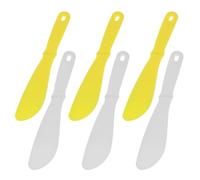 Beaupretty 6pcs Facial Mask Stick Plastic Cosmetic Mixing Spatula Lotion Applicator for Beauty Spa Face Mask Application White and Yellow Large